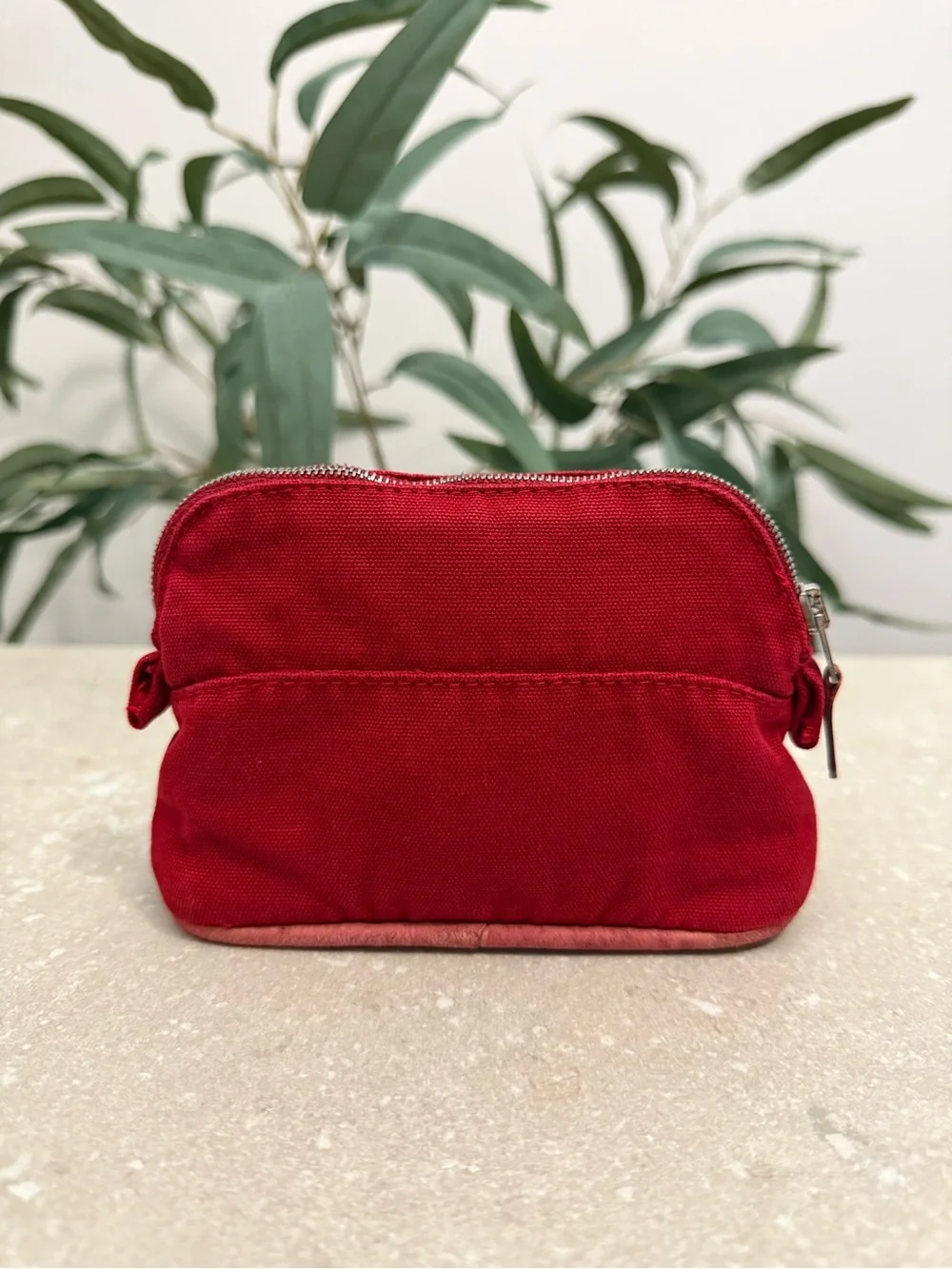 Hermes Bolide Pouch TPM Red Canvas Travel Cosmetic Bag